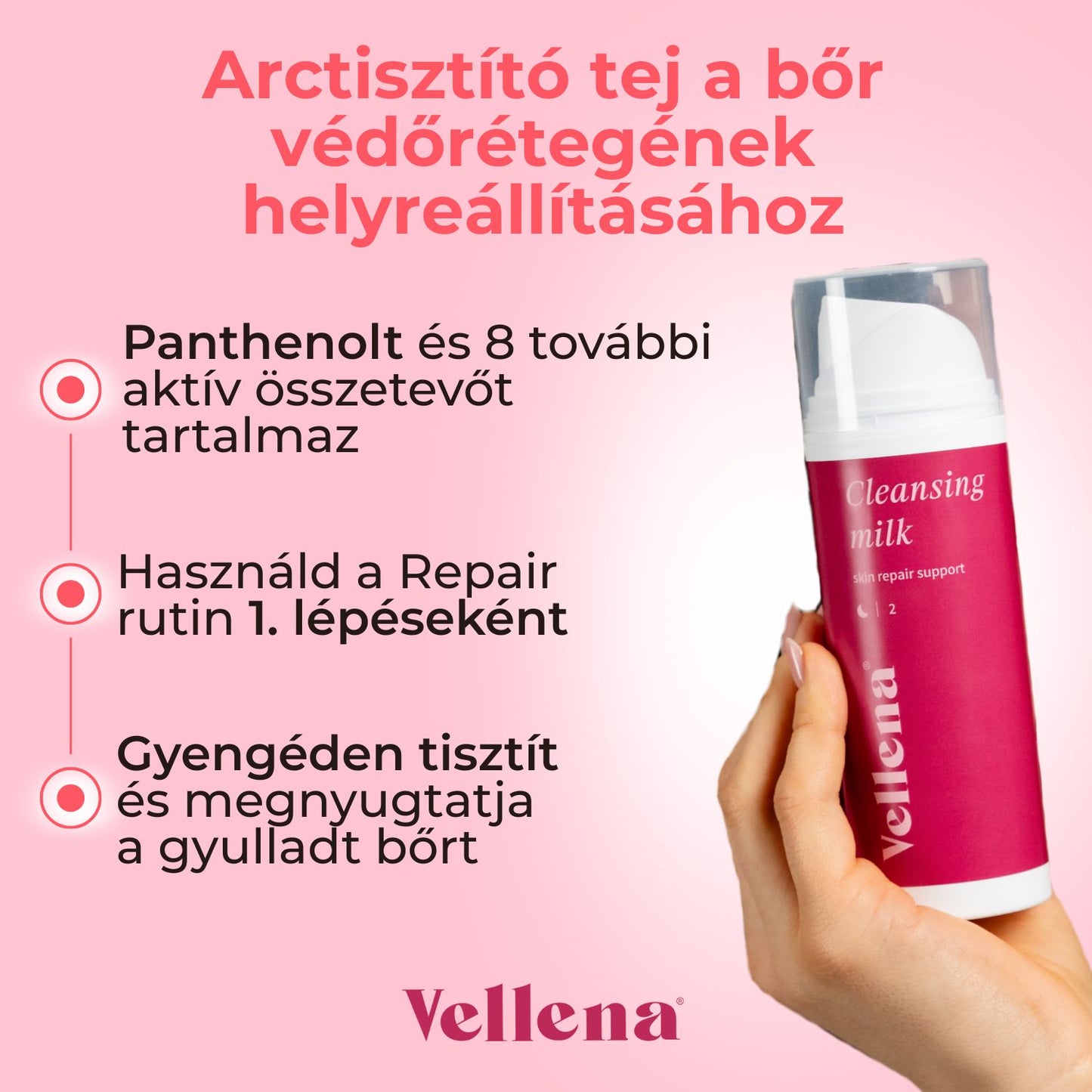 Arctisztító tej a bőr védőrétegének helyreállításához 150ml | Vellena