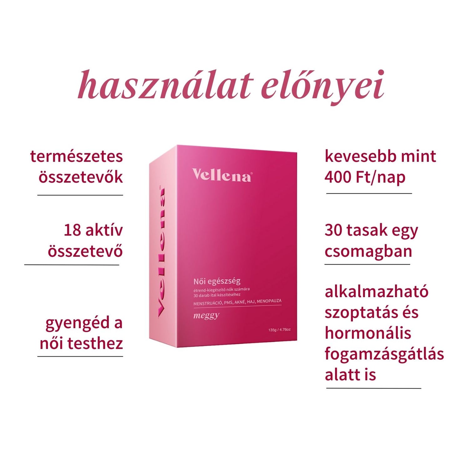 Női Egészség | Ital 3 PACK + INGYENES táska | Meggy | Vellena