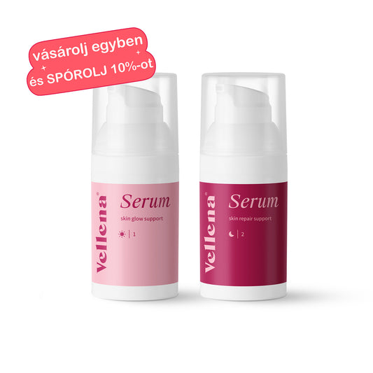 Duó a bőr ragyogásáért és megújulásáért | Glow Szérum + Repair Szérum | Vellena